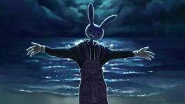 An illustration of Jax from The Amazing Digital Circus with a custom outfit. An exercise in lighting and experimenting with focus.