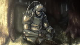 A reinterpretation of a scene from the show Fullmetal Alchemist.