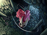 An action shot of Hornet from Hollow Knight.
